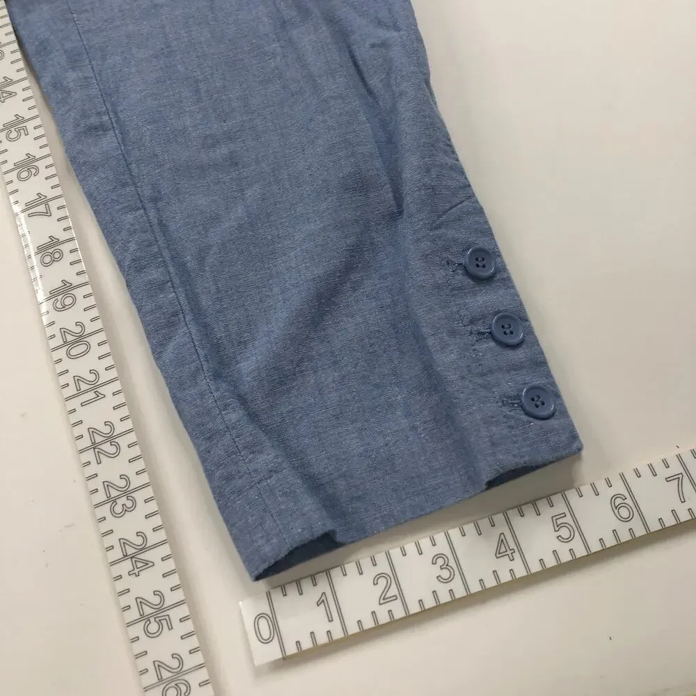 Talbots Perfect Crop 6 (Fit 31W 25L) Cotton Mid Rise Pants Blue
